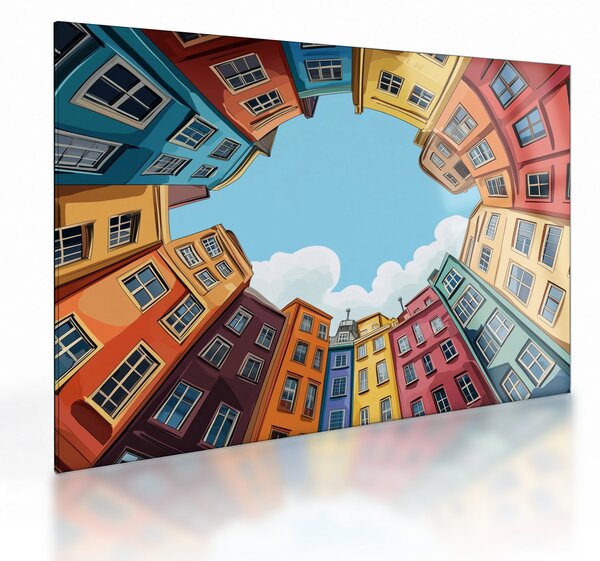 Obraz na szkle - Między domami (70x50 cm)