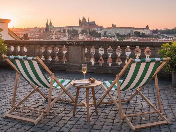ATMOWOOD Drewniany leżak ogrodowy - zielone pasy