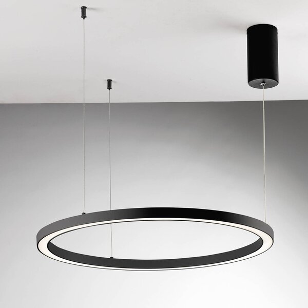 Luce Ambiente Design Lampa wisząca Hoop, czarny, salon / jadalnia, aluminium, nowoczesny