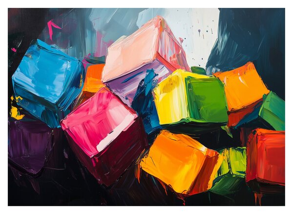 Obraz na szkle - Kolorowe kostki (70x50 cm)
