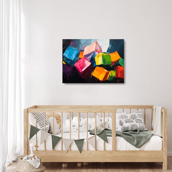 Obraz na szkle - Kolorowe kostki (70x50 cm)