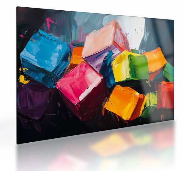 Obraz na szkle - Kolorowe kostki (70x50 cm)