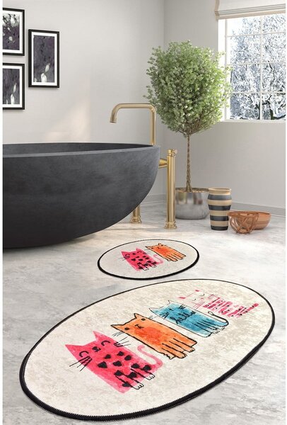 Jasnobrązowe dywaniki łazienkowe zestaw 2 szt. 60x100 cm Baby Cats – Foutastic