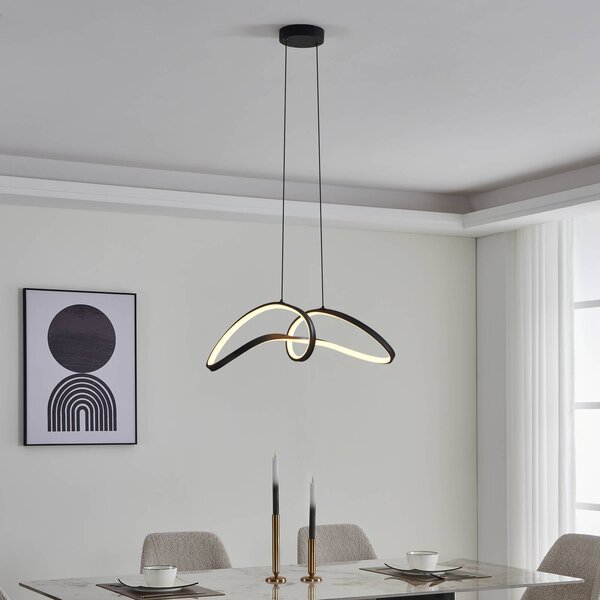 EGLO connect Inteligentna lampa wisząca Connect Calarossa-Z, możliwość ściemniania, czarny, salon / jadalnia, metal, nowoczesny