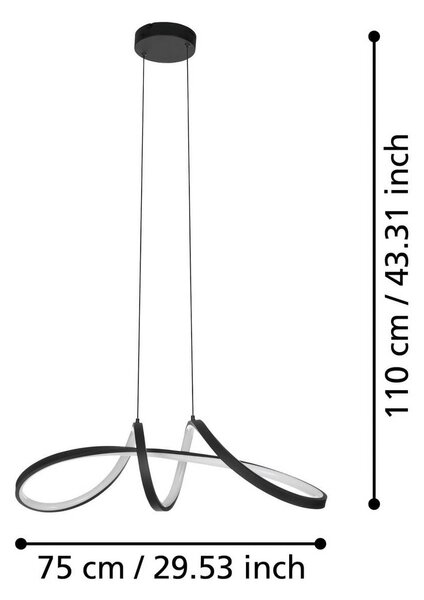 EGLO connect Inteligentna lampa wisząca Connect Calarossa-Z, możliwość ściemniania, czarny, salon / jadalnia, metal, nowoczesny