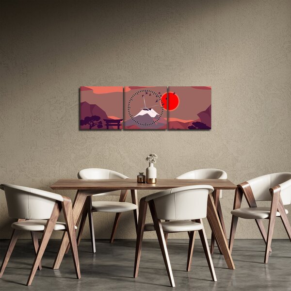 Obraz - Góry Fuji (z zegarem) (90x30 cm)