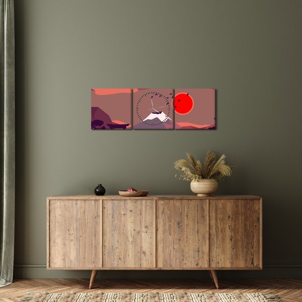 Obraz - Góry Fuji (z zegarem) (90x30 cm)
