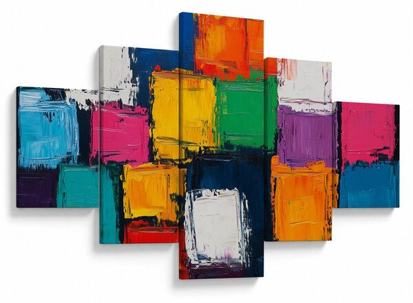 Obraz - Obraz z kolorowymi kwadratami (125x70 cm)