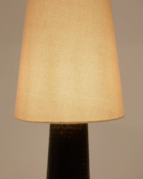 Czarno-kremowa lampa stojąca z tekstylnym kloszem (wysokość 129 cm) Senni – Kave Home