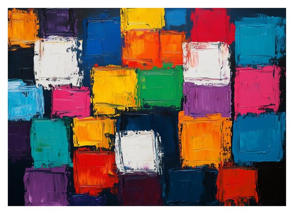 Obraz na szkle -Obraz z kolorowymi kwadratami (70x50 cm)