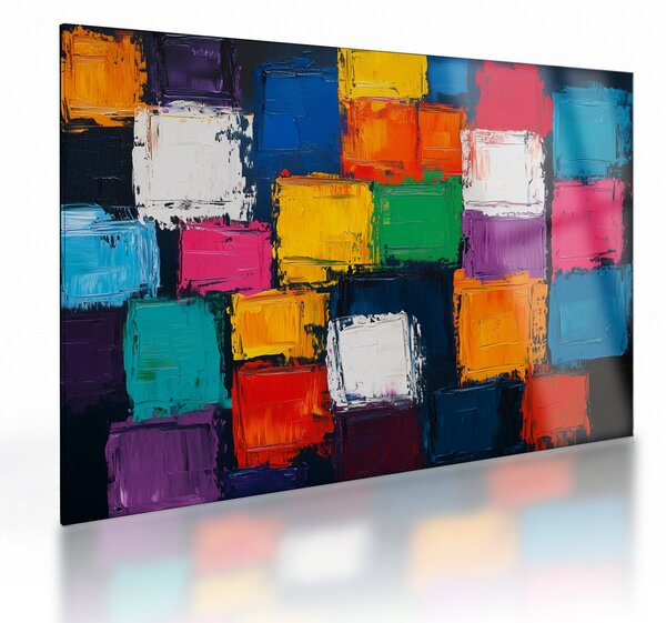 Obraz na szkle -Obraz z kolorowymi kwadratami (70x50 cm)