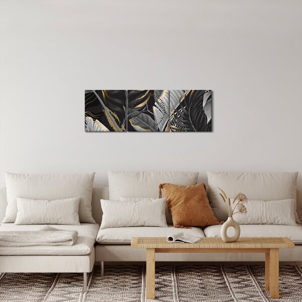 Obraz - Złota dżungla (z zegarem) (90x30 cm)