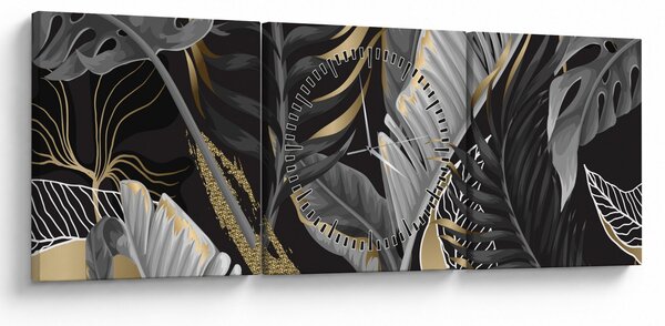 Obraz - Złota dżungla (z zegarem) (90x30 cm)