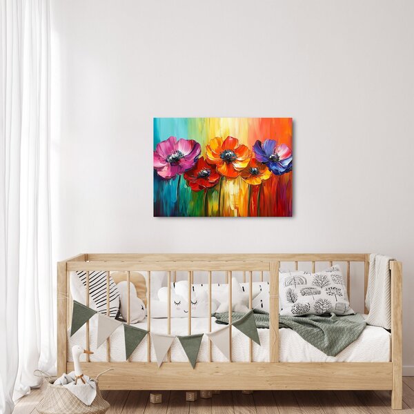 Obraz - Pięć kolorowych kwiatów (70x50 cm)