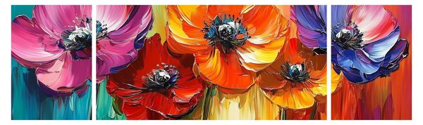 Obraz - Pięć kolorowych kwiatów (170x50 cm)