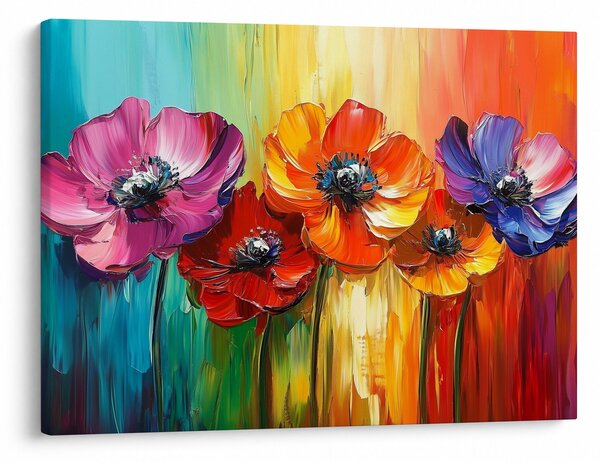Obraz - Pięć kolorowych kwiatów (70x50 cm)