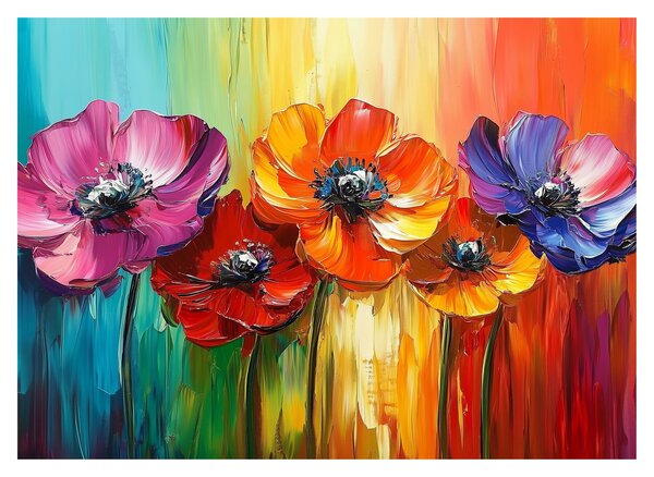Obraz - Pięć kolorowych kwiatów (70x50 cm)