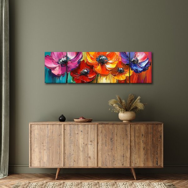 Obraz - Pięć kolorowych kwiatów (170x50 cm)