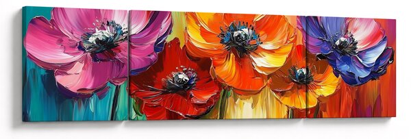 Obraz - Pięć kolorowych kwiatów (170x50 cm)