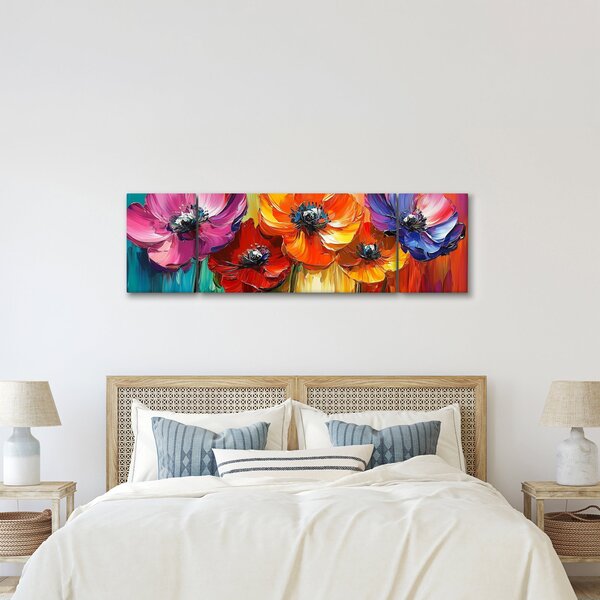 Obraz - Pięć kolorowych kwiatów (170x50 cm)