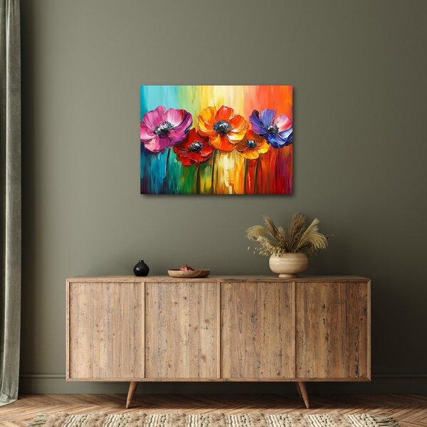 Obraz - Pięć kolorowych kwiatów (70x50 cm)