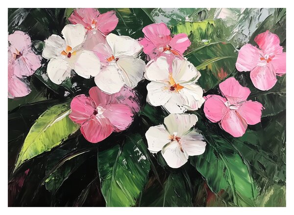 Obraz - Różowe i białe kwiaty (70x50 cm)