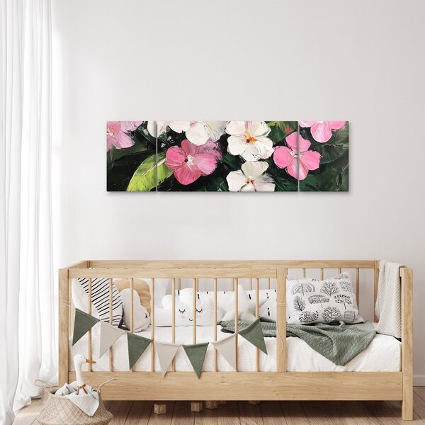 Obraz - Różowe i białe kwiaty (170x50 cm)