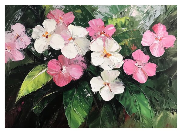 Obraz na szkle - Różowe i białe kwiaty (70x50 cm)