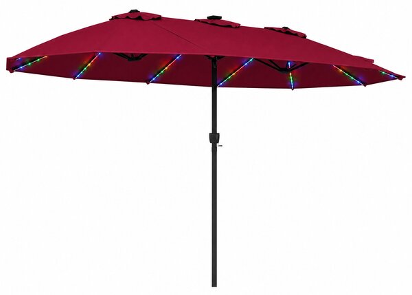 Podwójny parasol ogrodowy z solarnymi lampkami LED