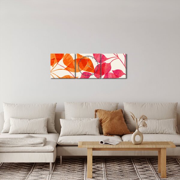 Obraz - Liście pomarańczy (z zegarem) (90x30 cm)