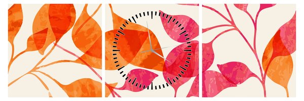 Obraz - Liście pomarańczy (z zegarem) (90x30 cm)