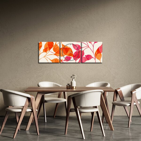 Obraz - Liście pomarańczy (z zegarem) (90x30 cm)