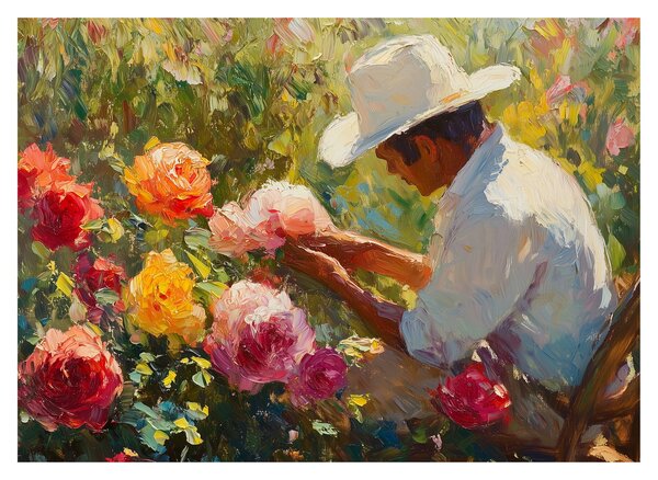 Obraz na szkle - Ogrodnik (70x50 cm)
