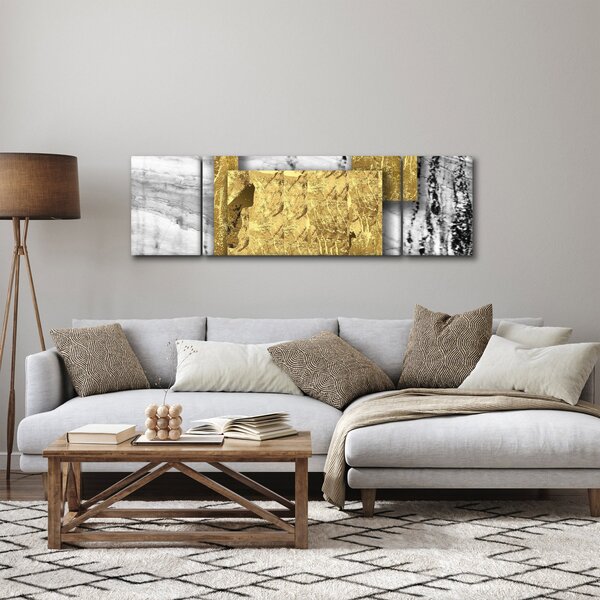 Obraz - Złote kwadraty N⁰1 (170x50 cm)