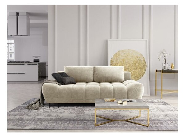 Beżowa 3-osobowa sofa rozkładana z aksamitnym obiciem Windsor & Co Sofas Cirrus
