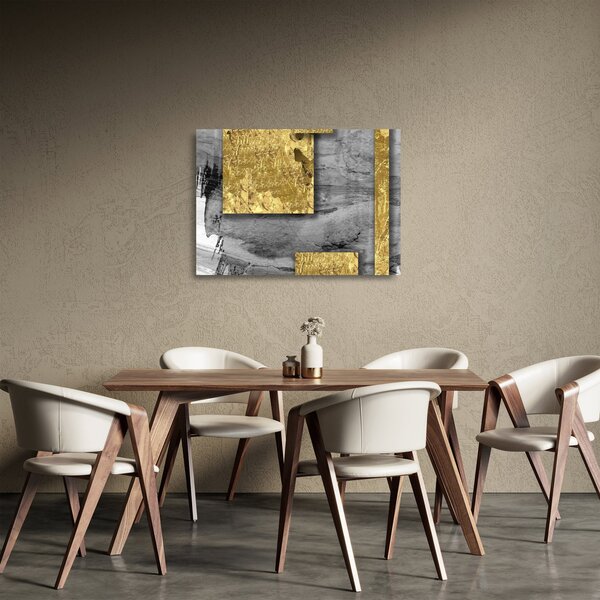 Obraz na szkle - Złote kwadraty N⁰2 (70x50 cm)