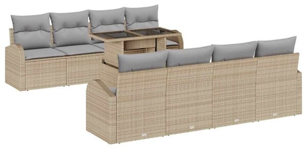 Modułowy zestaw sof ogrodowych z poduszkami - beżowy, trwały rattan poli, nowoczesny design