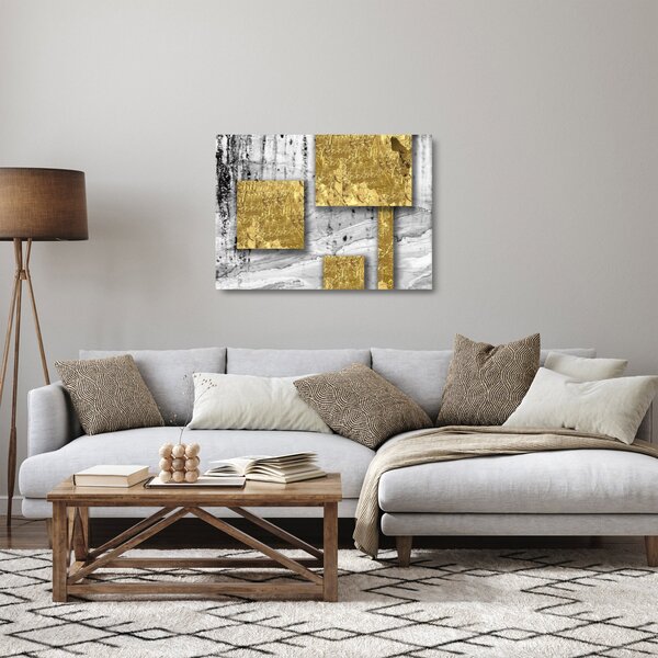 Obraz na szkle - Złote kwadraty N⁰3 (70x50 cm)