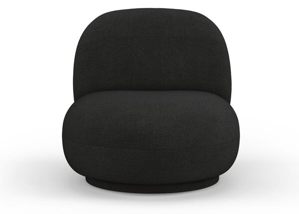 Czarny fotel z materiału bouclé Chuck – Micadoni Home