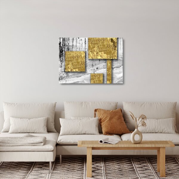 Obraz na szkle - Złote kwadraty N⁰3 (70x50 cm)