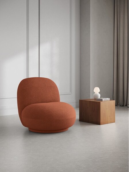 Ceglasty fotel z materiału bouclé Chuck – Micadoni Home