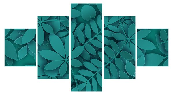 Obraz - Turkusowe liście (125x70 cm)