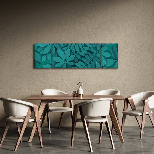 Obraz - Turkusowe liście (170x50 cm)