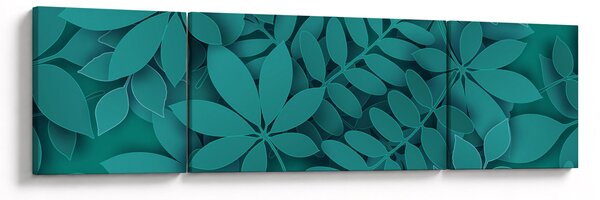 Obraz - Turkusowe liście (170x50 cm)