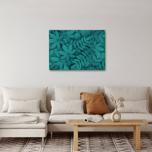 Obraz - Turkusowe liście (70x50 cm)