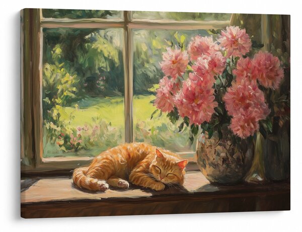Obraz - Kot na oknie (70x50 cm)