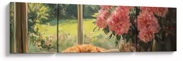 Obraz - Kot na oknie (170x50 cm)