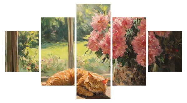 Obraz - Kot na oknie (125x70 cm)