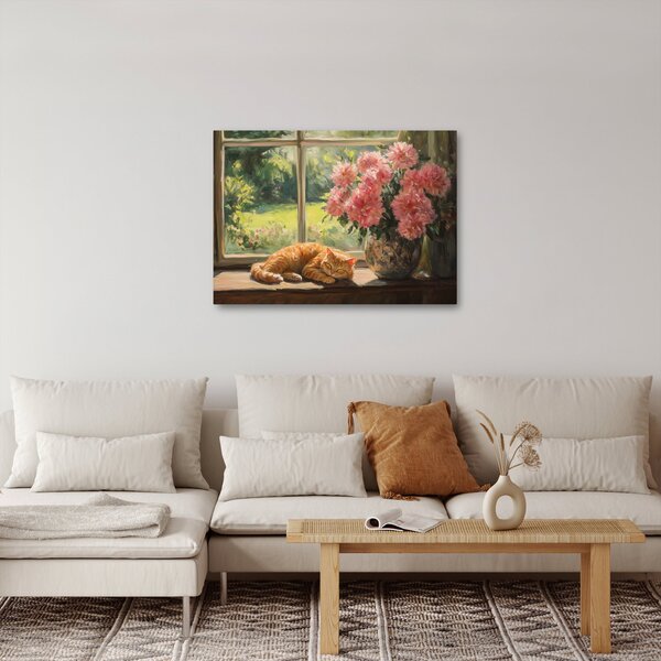 Obraz - Kot na oknie (70x50 cm)