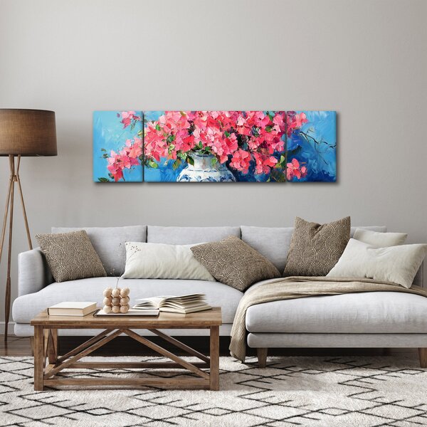 Obraz - Wazon z różowymi kwiatami (170x50 cm)